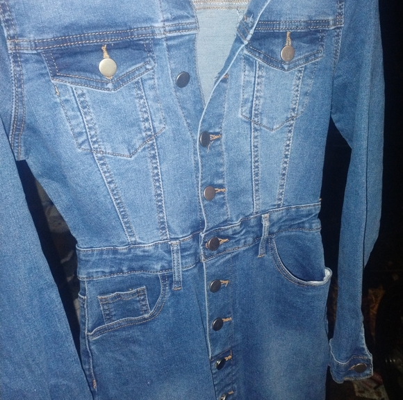 Denim Button Up Fitted Dress - Picture 2 of 3
